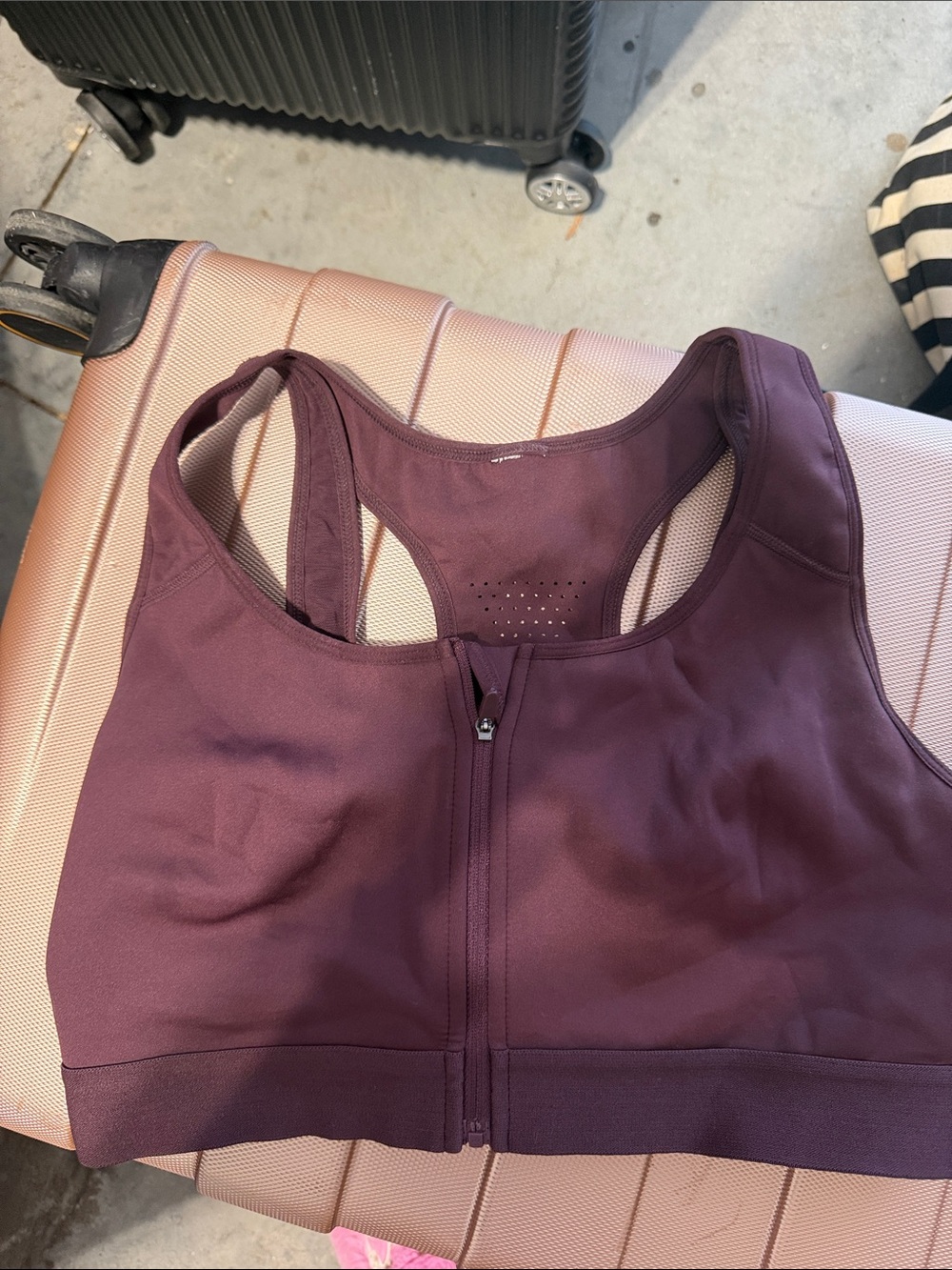 Fabletics Plum Front-Zip Tank Sports Bra